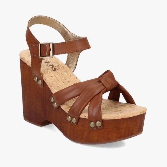 Korks Shoes - KORKS $129 Women Dawson Wedge Platform Chunky Heel Sandal Brown Shoes Size 8 NEW